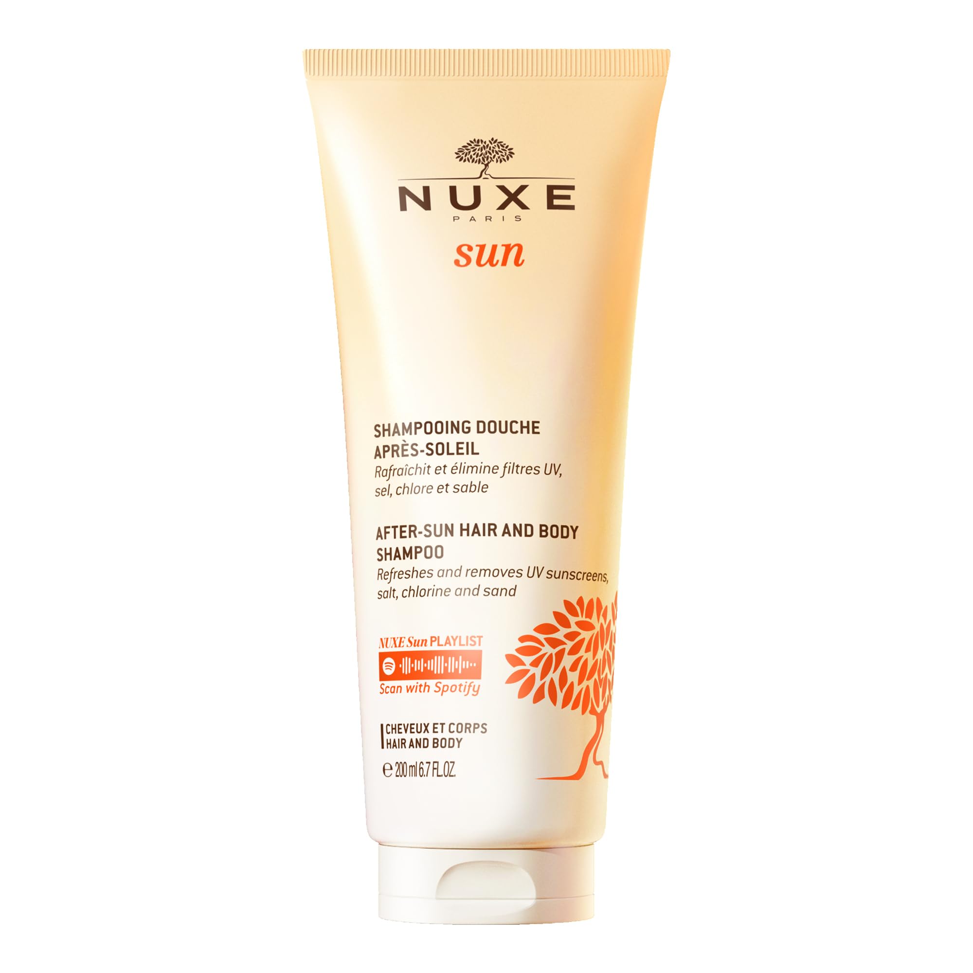Nuxe Sun After-Sun Hair & Body Shampoo 200ml, 2-in-1 Cleansing Gel, Removes UV Filters, Salt, Chlorine & Sand, With Refreshing Holiday Scent, Vegan Formula