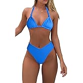 Bikini Sets for Women Sexy Halter Triangle String Bikini Cheeky V Cut High Waisted Thong Swimsuits 2 Piece