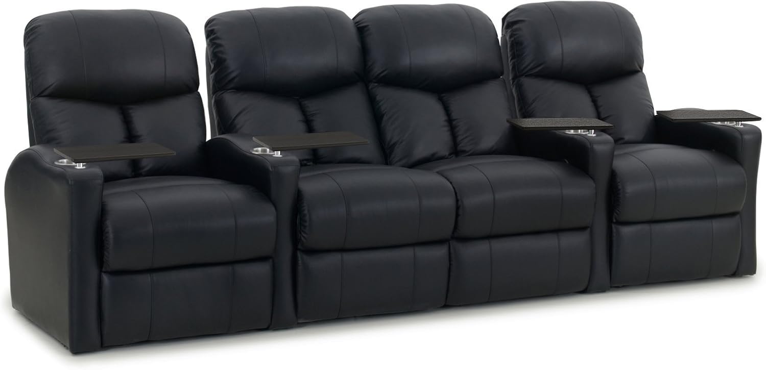 Octane Seating Octane Bolt XS400 Motorized Leather Home Theater Recliner Set (Row of 4): Furniture & Decor