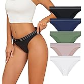 VKME Women's Seamless Bikini Underwear Comfortable Breathable Low Rise Ladies Briefs Undies Brazilian Panties 5 Pack
