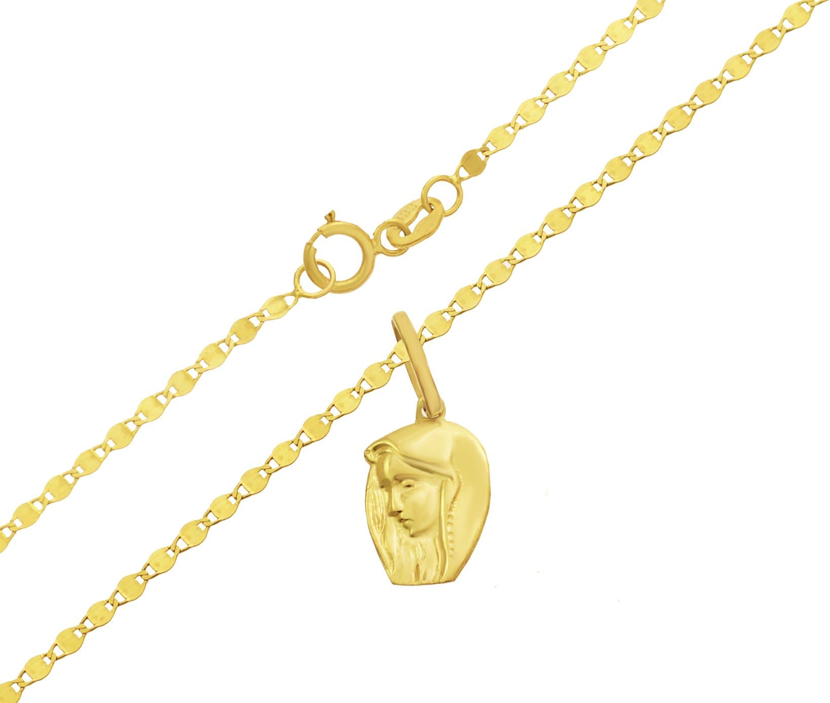 Solid Necklace Mariner Necklace with Madonna Mary Pendant Gold Pendant First Communion Christening Yellow Gold 333 8kt