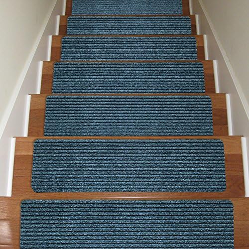 Carpet Stair Treads Non Slip Set of 13 Indoor Stair Tread Rugs Mats Rubber Backing (30 x 8 inch),Gray