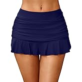Tempt Me Women Ruched Ruffle Swim Skirt - 2025 Mid Rise Tummy Control Bikini Swimsuit Bathing Suit Skirt Bottom