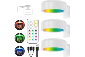 3Pack Wall Lamp, Poster Lights with 13 Color RGB, USB Rechargeable Magnetic Picture Lights with Dimmable and Timer, Painting 