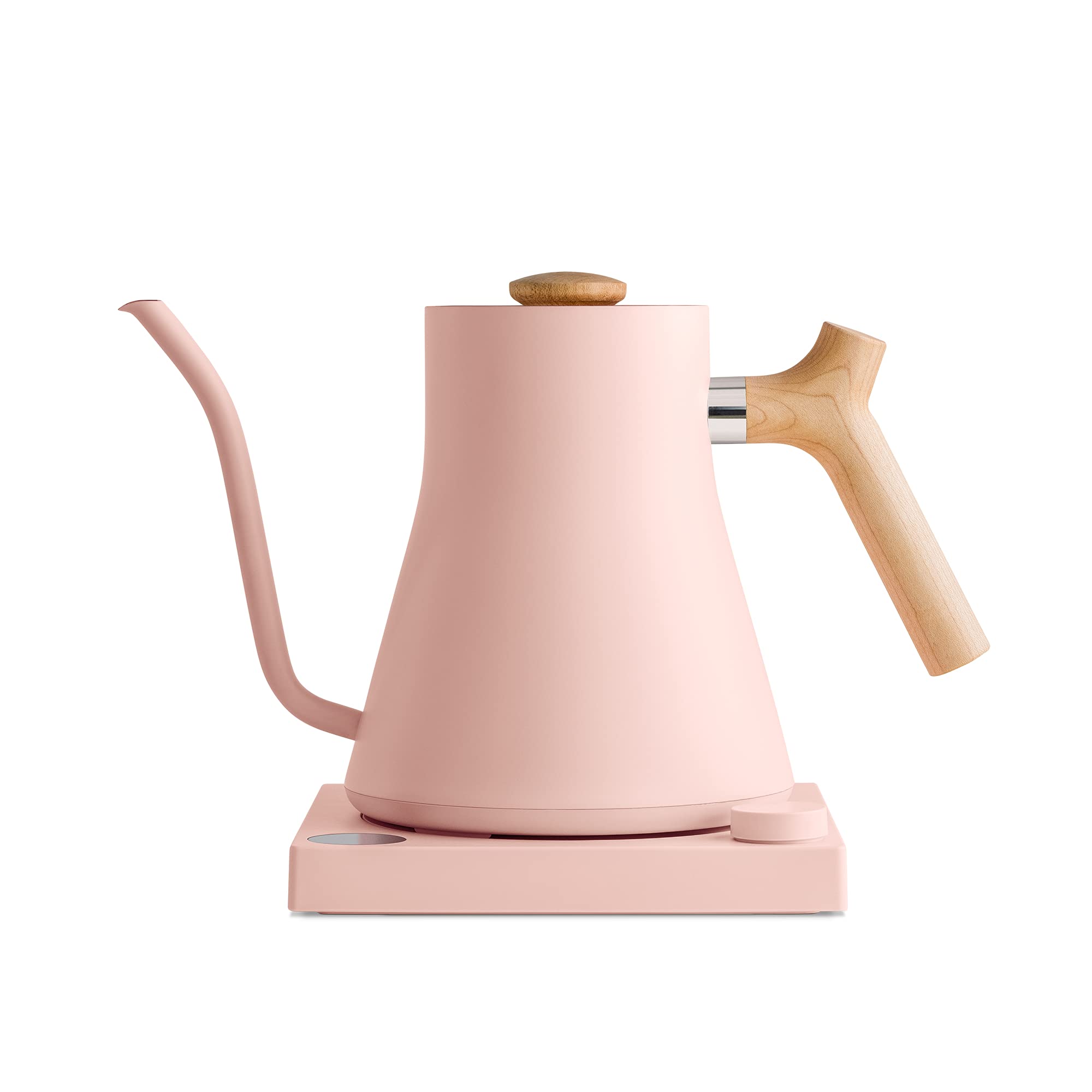 Fellow Stagg EKG Electric Gooseneck Kettle - Pour-Over Coffee and Tea Kettle - Stainless Steel Water Boiler - Quick Heating Electric Kettles for Boiling Water - Warm Pink With Maple Handle