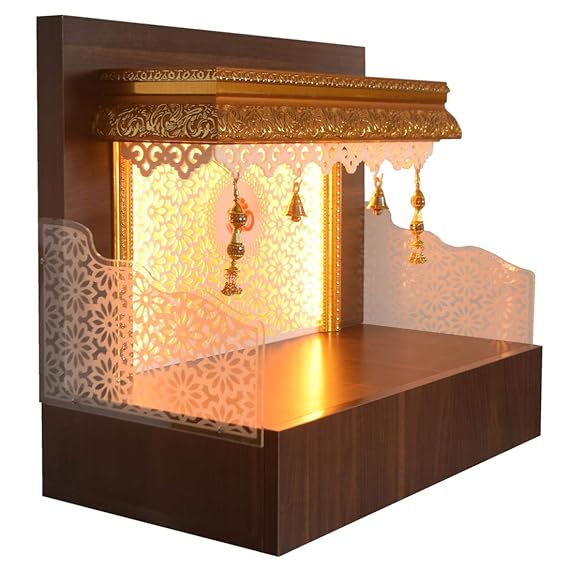 The Mandir Store Designer Wooden Mandir for Home/Temple Home/Pooja Mandir with Lights Amazon