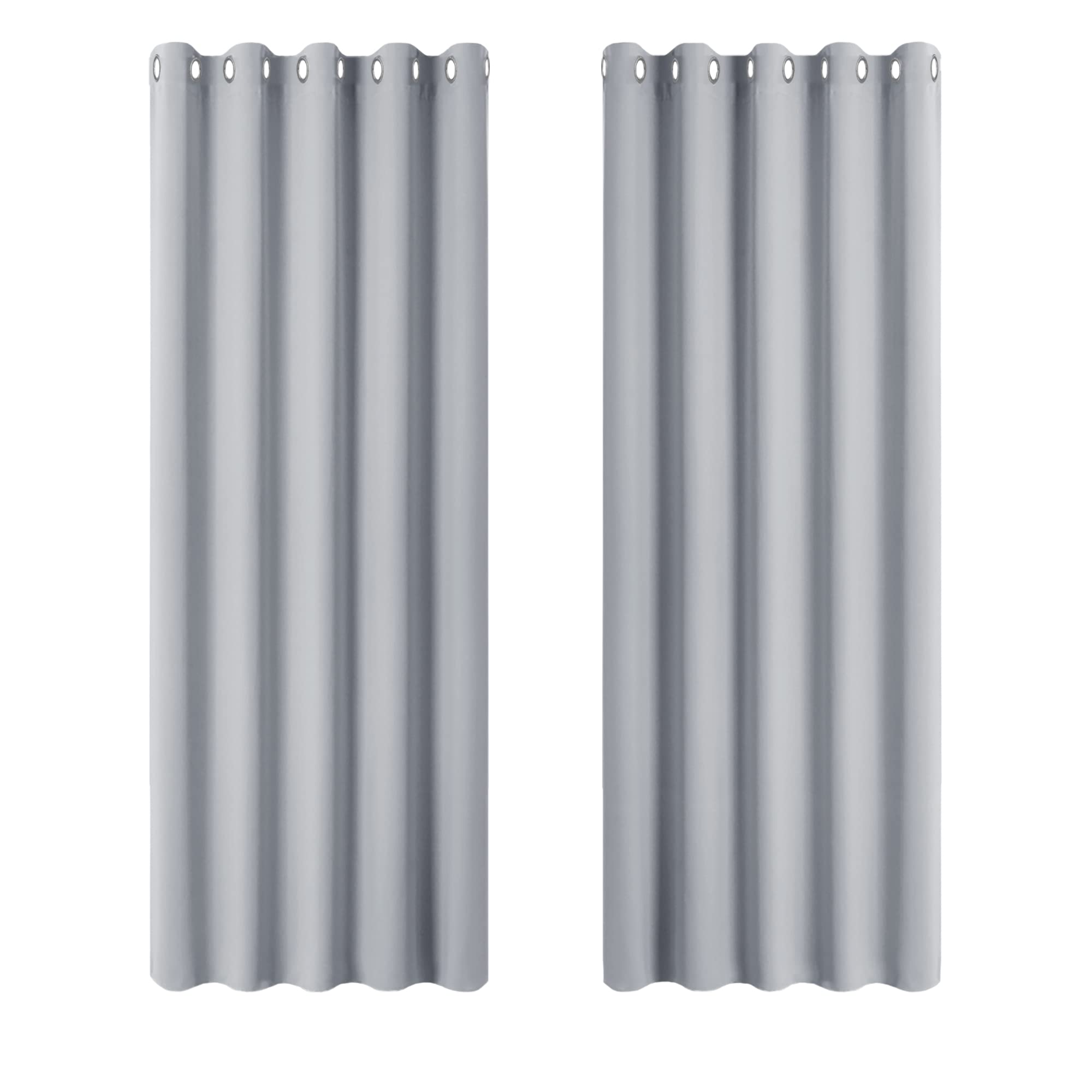 PONY DANCE Blackout Curtains Eyelet - Ring Top Living Room Curtain 2 Panels Light Filter Super Soft Drapes for Home Decorative, 66 Inch x 72 Inch (Width x Length), Silver Grey
