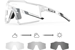 KAPVOE Photochromic Cycling Glasses MTB Clear Mountain Bike Transition Bicycle Sunglasses for Men Women - K9022