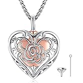 Eusense Cremation Jewelry for Ashes Urn Necklace to Put Ashes In 925 Sterling Silver Memorial Pendant Heart Urn Necklaces for Ashes Necklace for Women Men