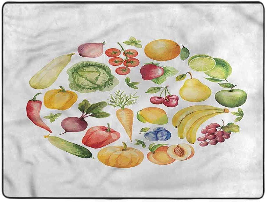 Vintage Area Rug Vegetables Agricultural Home Decorator Floor Rug and