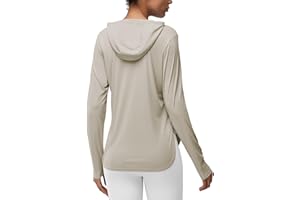 RAMUNRO Women's Rash Guard Long Sleeve UV Sun Protection Shirts with Kangaroo Pocket Hoodie UPF 50+ Lightweight SPF Tops for Hiking