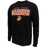 Armed Forces Gear Men's Marines Block Long Sleeve T-Shirt - Official Licensed United States Marines Shirts for Men (Black)