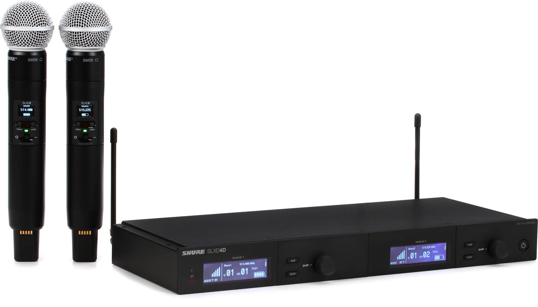 Shure SLXD24D/SM58 Dual Channel Wireless Microphone System With 2 SM58