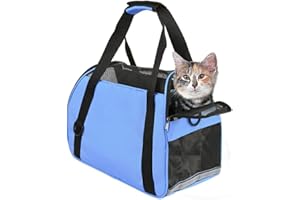 TIYOLAT Pet Carrier Bag, Airline Approved Duffle Bags, Pet Travel Portable Bag Home for Little Dogs, Cats and Puppies, Small Animals (Small, Blue)