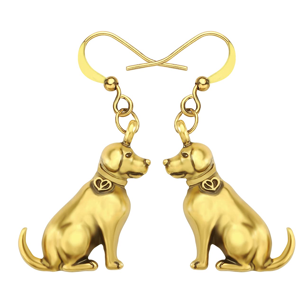 WEVENI Antique Alloy Labrador Retriever Earrings Pet Dog Dangle Drop Fashion Gold Silver Plated Jewelry for Women Girls (Gold) — image 1