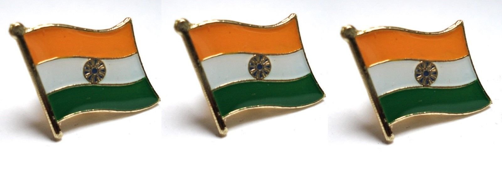Pack of 3 x Flag of India Indian Flag Metal Pin Badges