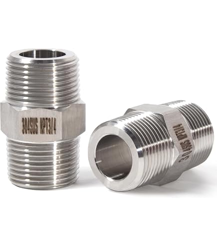 2 Piezas De Niple Hexagonal Macho SS 304 NPT - Acero Inoxidable Para Tuberías