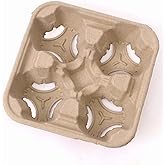 Wsiporcn 4 Cup Drink Carriers Disposable Coffee Take Out Trays 100 Pcs Pack Pulp Fiber Delivery Cups Holder for Hot and Cold Drinks