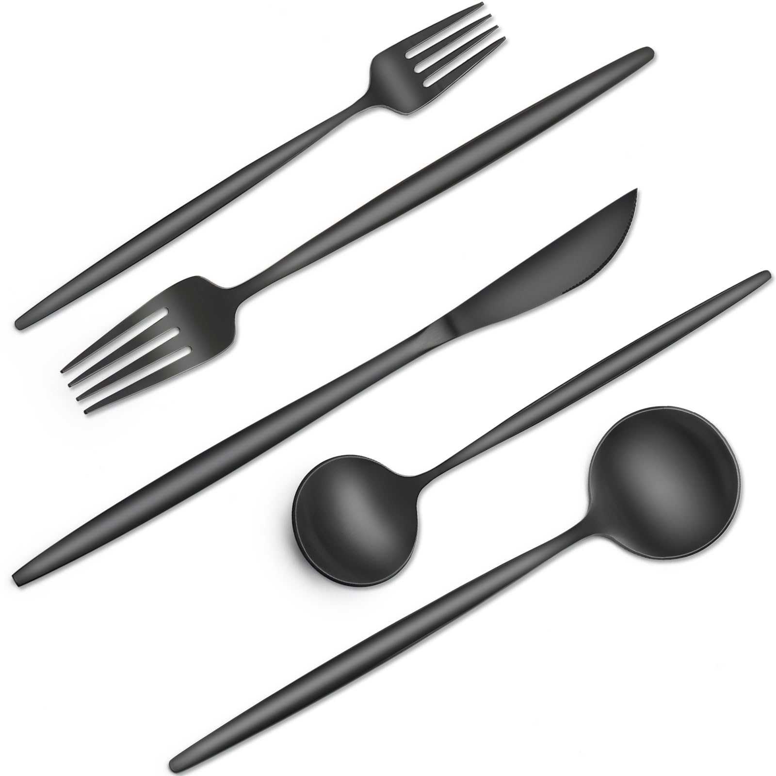 Photo 1 of 40 Pieces Black Silverware Set, Stainless Steel Flatware Set Service for 8, Tableware Cutlery Set, Utensils for Home, Restaurant, hotel, Include Knife Fork Spoon Set,Dishwasher Safe