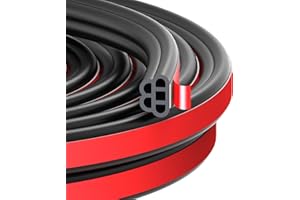 SOZATO Universal Car Door Rubber Seal Strip Self Adhesive Automotive Door Soundproofing Weather Stripping Double Layer 5-Hole