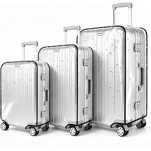 DREVIONARA Clear Luggage Cover Protector, 3 Pieces, 20" 24" 28" | Thicken PVC Luggage Covers, Waterproof Dustproof Antiscratc