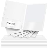 Seajan 100 Pack Folder with 2 Pocket Glossy Laminated Letter Size Paper Folder with Pocket Bulk Paper Portfolios for School, Teacher, College, Office (White)
