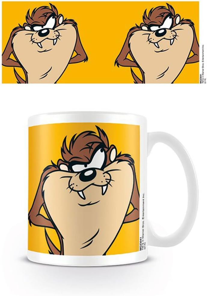 Empireposter – Looney Tunes – Taz – Size (cm), approx. Ø8.5 H9.5 – Licensed Mugs – Description: Looney Tunes, Taz the Tasmanian Devil – Ceramic Mug, White, Printed, Capacity 320 ml, Officially Licensed, Dishwasher and Microwave Safe