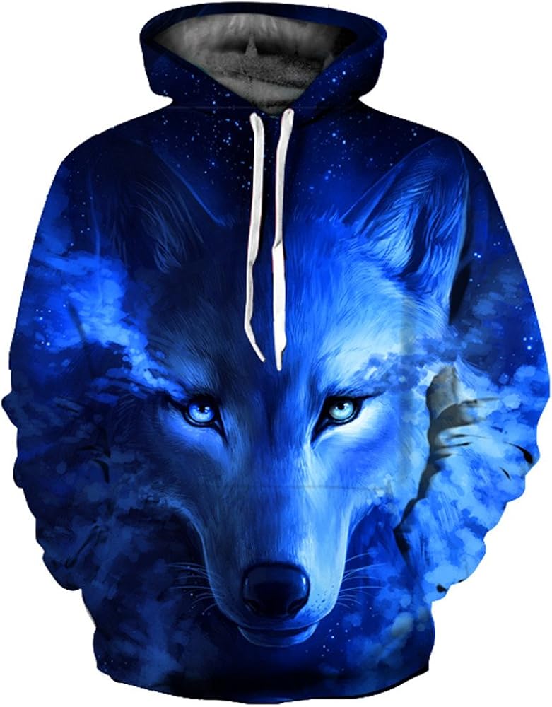 GLUDEAR Men's Realistic 3D Digital Print Pullover Hoodie Hooded Sweatshirt