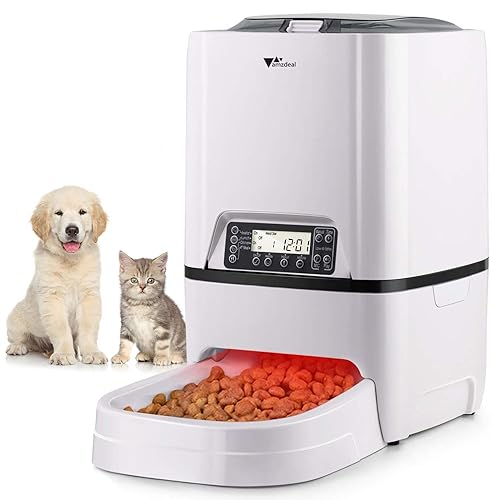 amzdeal Automatic Cat Feeder 6L Pet Feeder Dog Food Dispenser with Time