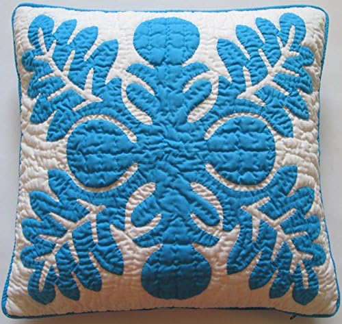 2 Hawaiian Quilt Pillow Covers, Cushions, 100% Hand Quilted/Hand Appliqued 18" x 18"