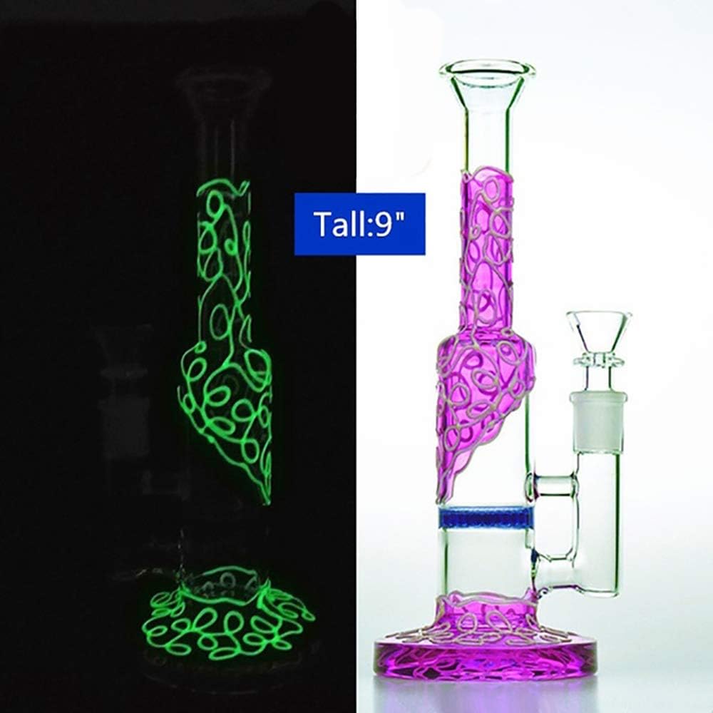 Somaki - 9Inch Pipe,Home Decoration Glass Vase Purple,with Ice Frame Perfect Water Bottle Design-Glow in The Dark