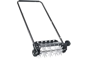 ROETELO Lawn Aerator, 18 Inch Push Spike Aerator, Rotary Lawn Aerator, 4 Wheels Manual Scroll Aerator Lawn Tool, for Aerating Lawns Yard Care Loosening Soil