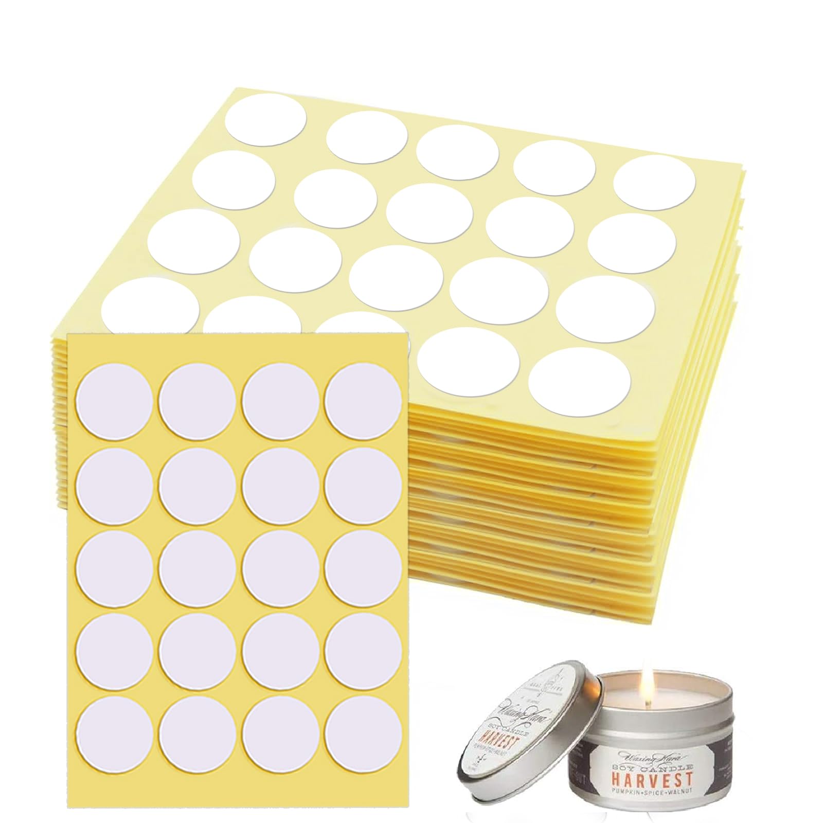 Yuerme 480 Pcs Candle Wick Stickers Heat Resistance Wick Stickers Double-Sided Wick Sticker for Candles Making Adhere Steady in Hot Wax Wick Sticker for Candles