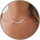 Annika Bella Silver Choker Necklace, Length 13-16 Inches, 925 Sterling Disc Bar Necklace, Waterproof, Handmade Jewelry for Women
