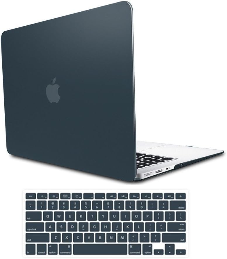 MacBook 12" Case, Amever 2 in 1 Soft-Skin Smooth Finish Soft-Touch Rubberized Plastic Hard Matte Frosted Slim Case Cover + Soft TPU Keyboard Skin for MacBook 12" (A1534) -Black