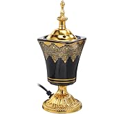 VOSAREA Electric Incense Burner, Arabian Style Electric Bakhoor Burner, 7.66 in Ceramic Censer for Home, Office, Yoga, Tea Room Tabletop Decor (Black, US Plug)
