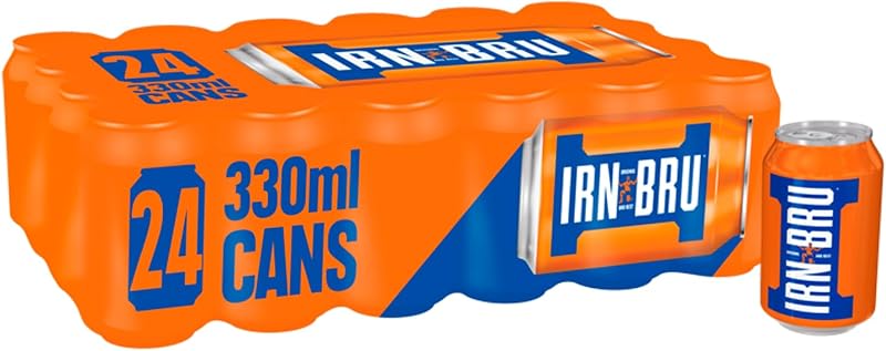 IRN-BRU Regular 24 Pack 24 x 330ml Cans Iconic Flavoured Fizzy Drinks