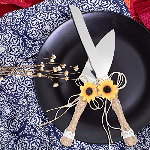 Rustic Wedding Cake Serving Set, Pizza Pie Cake Knife and Server Set for Custom Wedding Gift Parties Birthdays Anniversaries Supplies - Thumbnail 4
