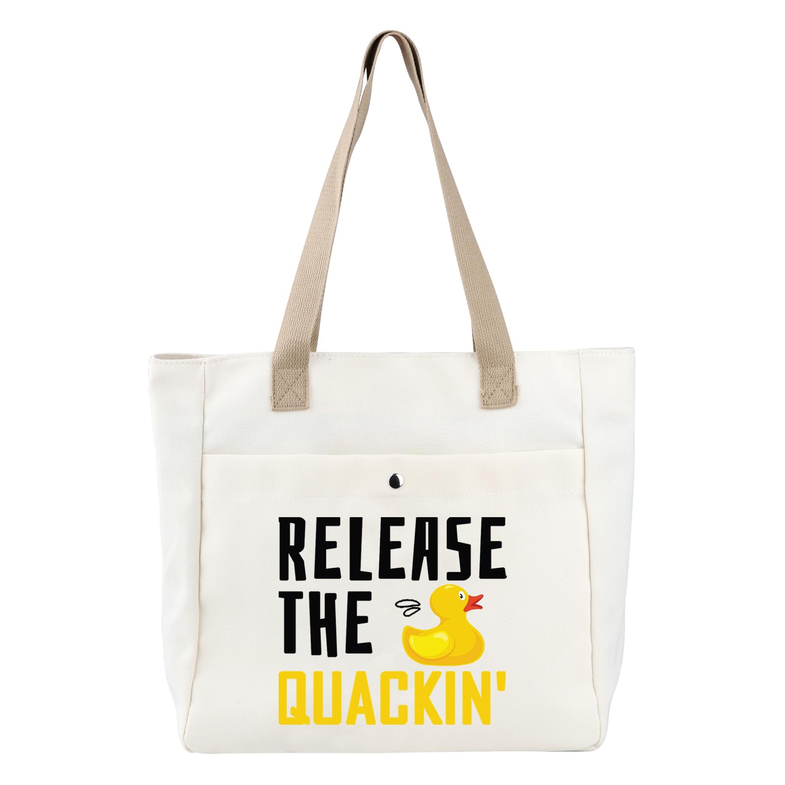 PLITI Rubber Duck Tote Bag Duck Lover Gift Release The Quacking Yellow Ducks Handbag For Duck Owner Duck Mom Gift (Release Quacking TBU)