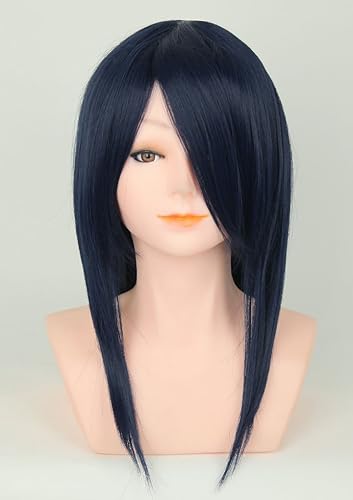 Amazon 土日祝日配送 カラバリ豊富 富士達 フジタツ コスプレ ウィッグ ライト ミディアム ボブ ロング ストレート紺 ネイビー ダークブルー 暗めの青 アイアンブルー T4025 すぐ使用できる軽量タイプ 女装 仮装 耐熱 フリーサイズ フルウィッグ 40cm Lmd39