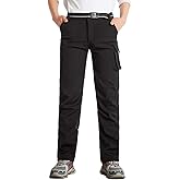 JOMLUN Boy's Hiking Pants Fleece Lined Cargo Snow Soft Shell Ski Waterproof Windproof Warm Outdoor Insulated Trousers Winter
