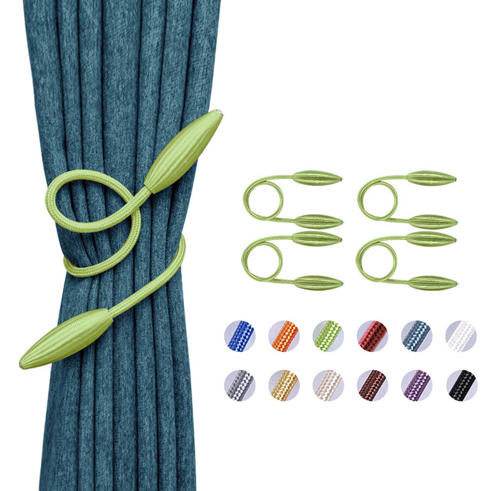 Pretty Jolly 4 Pack DIY Twist Curtain Tiebacks Creative Decorative Drape Tie Backs European Style Random Modelling Curtain Holdbacks for Home & Office Window Blackout & Sheer Drapery (Tender green)