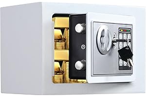 APRXUVOT Fireproof Small Safe Box for Money, 0.23 Cu ft Mini Fireproof Safe with Combination Lock, Digital Safe for Kids Home Hotels Business (white)