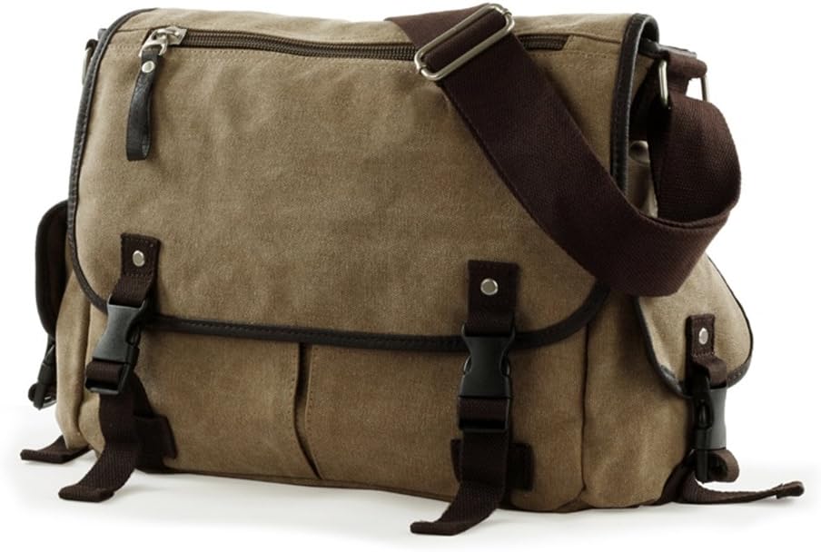 Zebella Vintage Military Men Multi Pocket Canvas Messager Field Bag