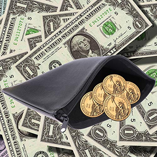 Tongnian 12 Pieces Bank Bag Money Pouch Security Bank Deposit Bag with Zipper for Cash Money, Check Wallet, Cosmetics, Tools 11x6 inch (Black +Blue) (Black) - Thumbnail 4