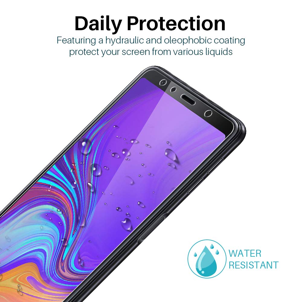L K 3 Pièces Protection Écran pour Samsung Galaxy A7 2018, A7 2018 Verre Trempé [9H Dureté] [Anti-Rayures] [Kit d\'installation Offert] [Haute Définition] Film Protection