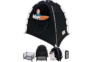 Crib Blackout Cover for Pack N Play, Jonnick Canopy Cover, 90% Blackout Tent for Travel Crib, Portable Stretchy Netting Cover