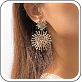Sttiafay Punk Sunburst Dangle Earrings Gold Large Sun Earrings Big Sunshine Stud Earrings Exaggerated Sun Earrings Statement Sunburst Ray Earrings