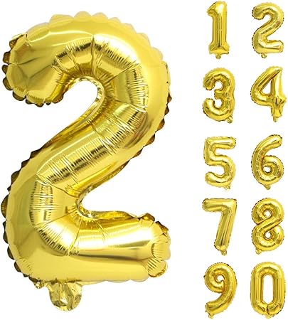 Amazon Lausatek バルーン アルミ風船 ゴールド 数字2 ナンバー 40インチ 大きい 誕生日 ハッピーバースデー 飾り付け ウェディング 記念日 パーティー 約90cm 数字2 おもちゃ おもちゃ