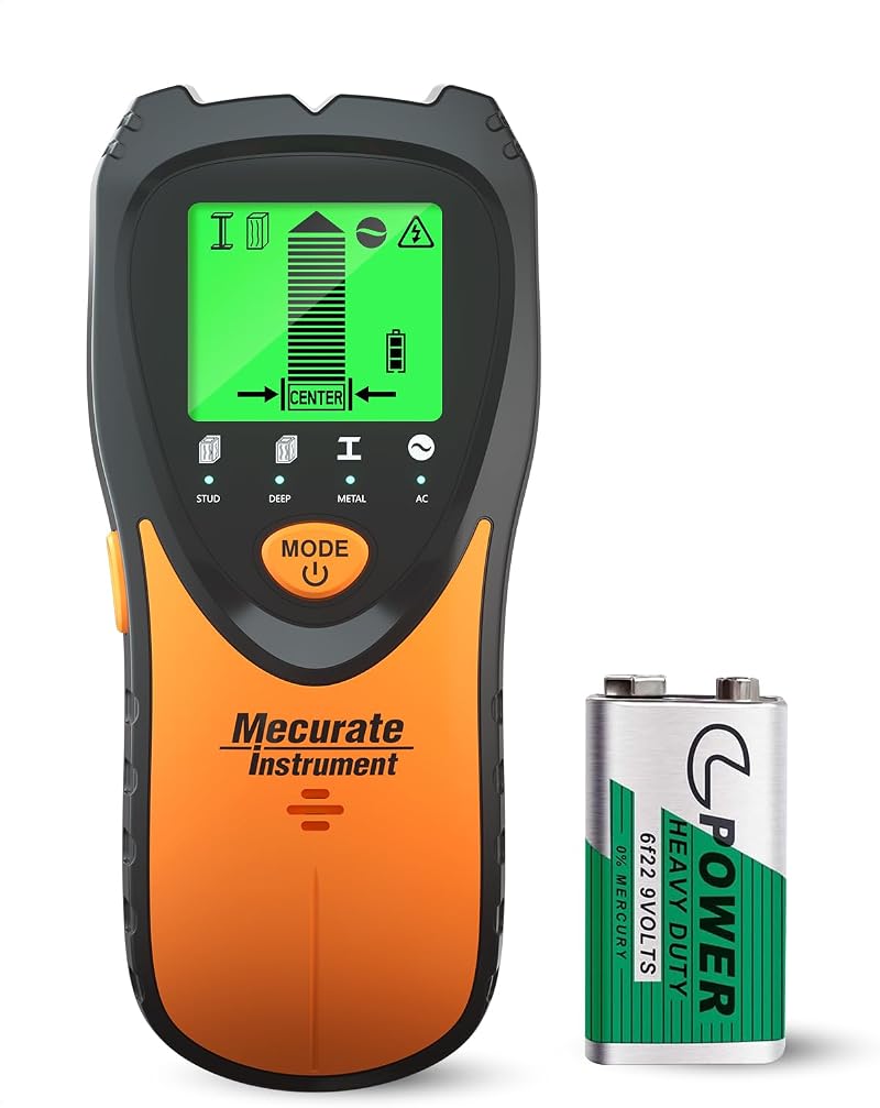Mecurate 5-in-1 Stud Finder Wall Scanner with LCD Display and Audio Alarm